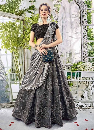 party wear dark grey lycra lehenga 207