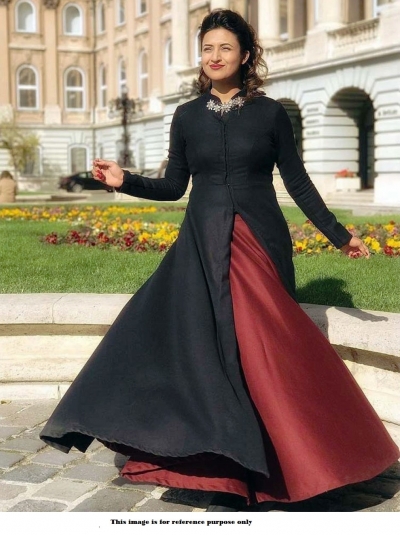 Bollywood Style Divyanka tripathi black taffeta lehenga kameez