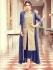 Beige and blue color party wear pant style suit