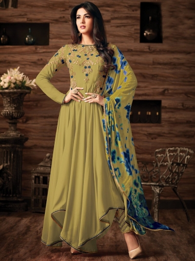 Sonal chauhan Olive Green georgette anarkali 4808