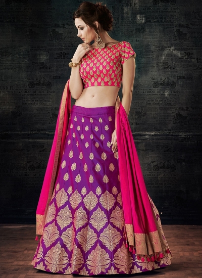 Purple dual tone silk wedding lehenga choli