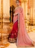 Pink and red chinon wedding saree