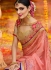 Pink and red chinon wedding saree