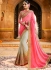 Cream and pink half and half chinon wedding saree