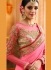 Cream and pink half and half chinon wedding saree