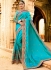 Rama blue paper silk wedding saree