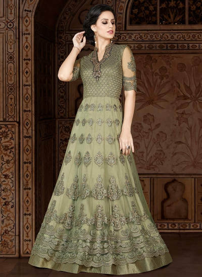 Green net wedding anarkali