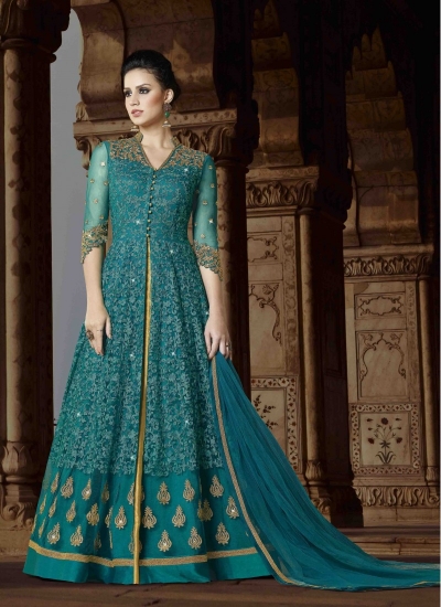 Firozi net Lehenga kameez