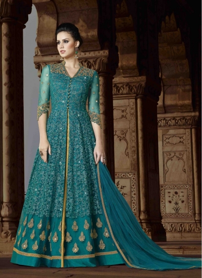 Firozi net Lehenga kameez