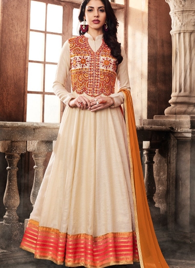 Off white silk wedding anarkali