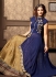 Blue and beige dsilk digital wedding lehenga choli