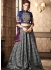 Blue silk digital wedding lehenga choli