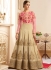 Beige and pink mulberry silk wedding anarkali