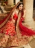 Red and maroon shaded silk velvet and net wedding lehenga choli