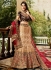 Cream red and wine color wedding lehenga choli