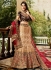 Cream red and wine color wedding lehenga choli