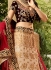 Cream red and wine color wedding lehenga choli