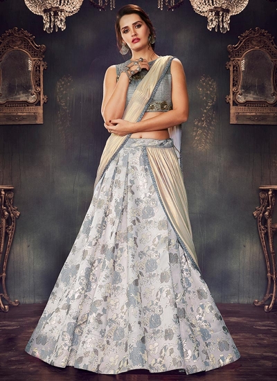 Grey brocade wedding lehenga choli