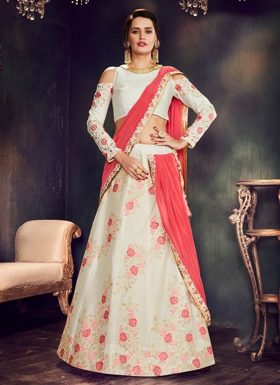 Off white weaved silk wedding lehenga choli