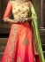 Peach and pink satin silk wedding lehenga choli