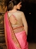 Pink color chinon Party wear saree