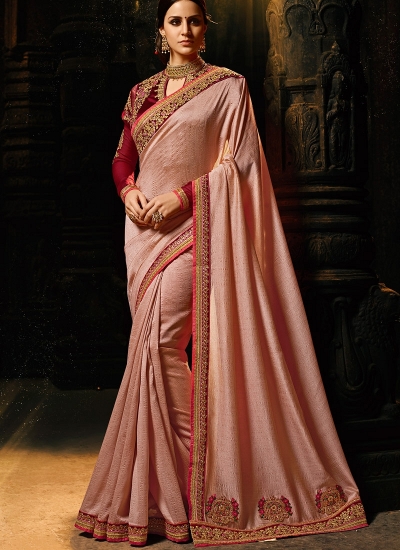 Dusty brown silk Party wear saree