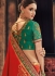 Orange and green Banarasi pure silk wedding wear saree