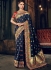 Navy blue Banarasi pure silk wedding wear saree