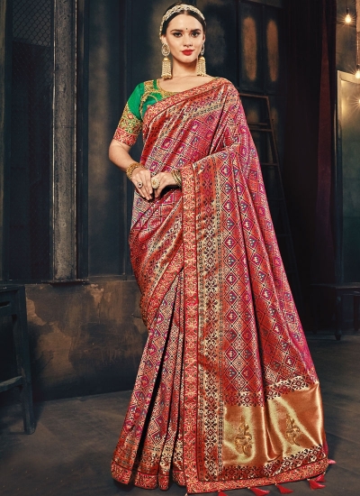 Pink and green wedding saree sale