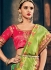 Green and pink Banarasi pure silk wedding wear saree