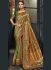 Emerald green Banarasi pure silk wedding wear saree