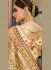 Gold and beige Banarasi pure silk wedding wear saree