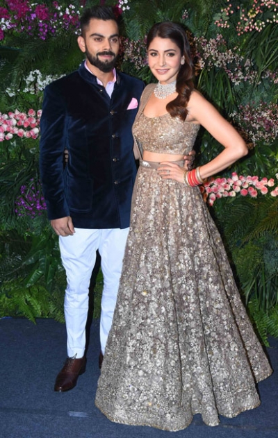 Anushka Sharma Grey Reception Lehenga