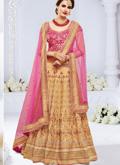 Chiku color bhagulpuri wedding lehenga choli