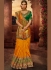 Yellow and green silk wedding wear saree