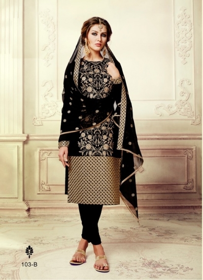 Black georgette straight cut salwar kameez