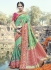 Dark green and pink silk wedding wear saree
