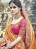 Orange and pink silk wedding wear saree