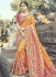 Orange and pink silk wedding wear saree