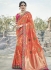 Orange and pink silk wedding wear saree
