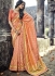 Peach color Pure Banarasi Silk wedding wear saree
