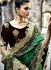 Green and wine color satin and net  wedding wear saree