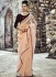 Peach and wine color organza tissue wedding wear saree