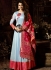 Jennifer Winget Sky blue and red chanderi silk anarkali