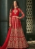 Sonal Chauhan Red color silk wedding anarkali