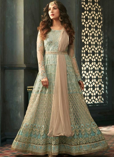 Sonal Chauhan pastel color net wedding anarkali