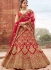 Red color satin silk and net wedding lehenga