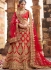 Red color satin silk and net wedding lehenga