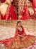 Red color satin silk and net wedding lehenga