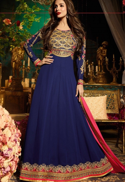 Malaika Arora khan georgette blue color party wear salwar Kameez